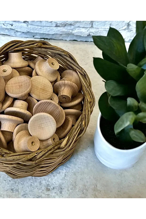 Ahşap Küre Kulp Country Dekoratif Mutfak Mobilya Dolap Çekmece Kulbu